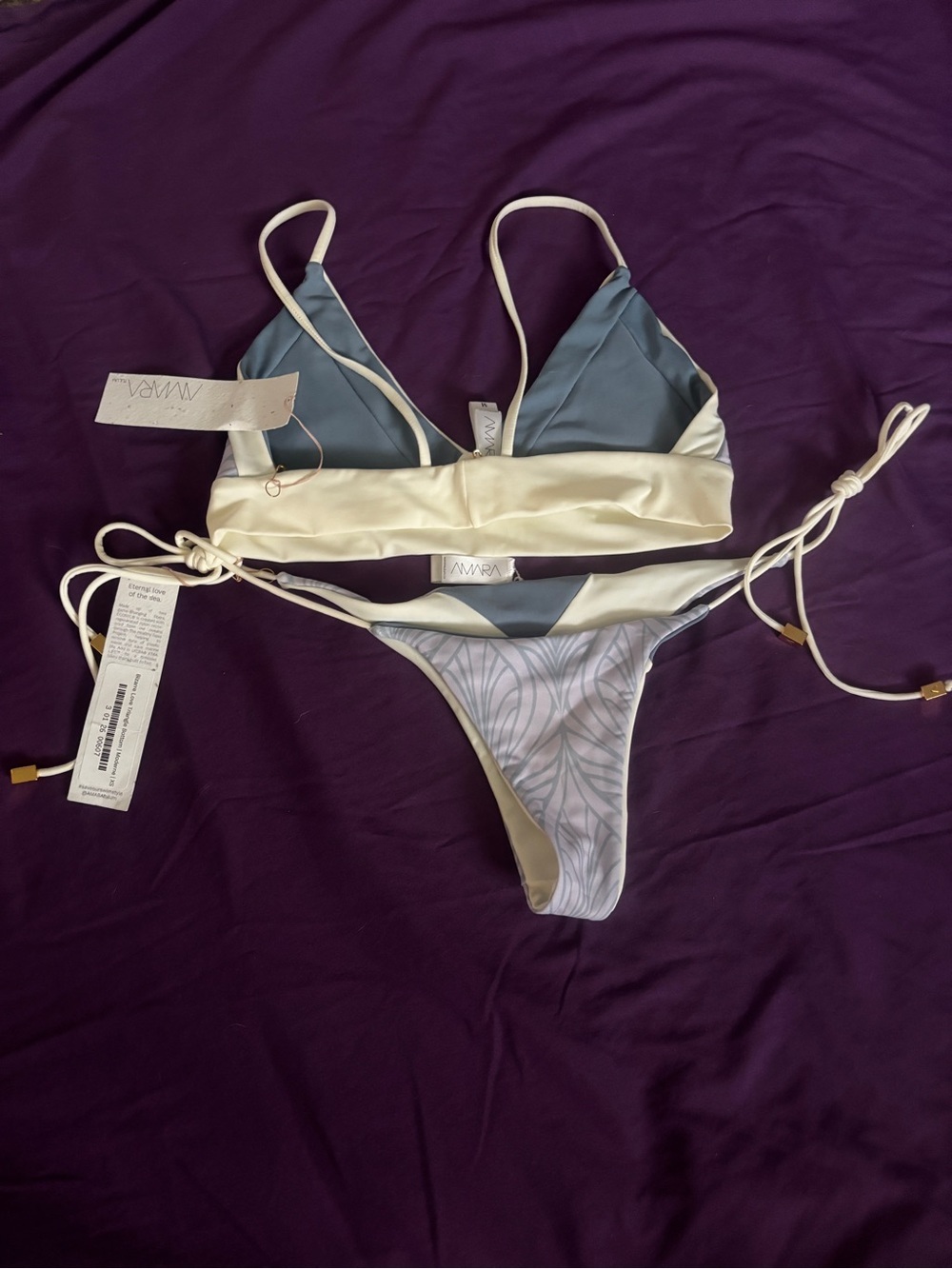 Purple & White Triangle Bikini Set - Picture 3 of 3
